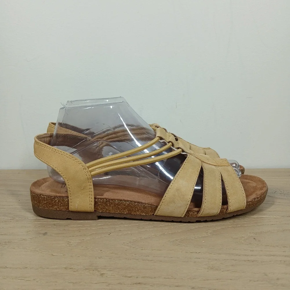 Earth Origins Laney Sandals Women 8 Yellow Jaune Leather Strappy Slingback